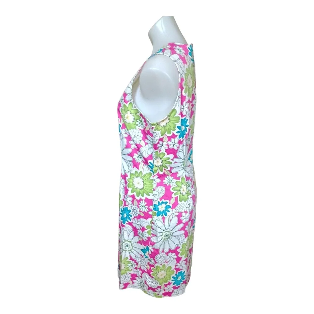 Chadwicks Women's 12 Spring Floral Bright Stretch Cotton Blend Knee Length Dress - Picture 4 of 8